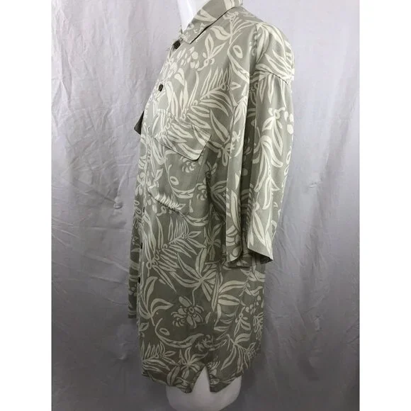 VTG Tommy Bahama Hawaiian Shirt Men Medium M Camp 100% Silk Herringbone Aloha - Picture 6 of 7